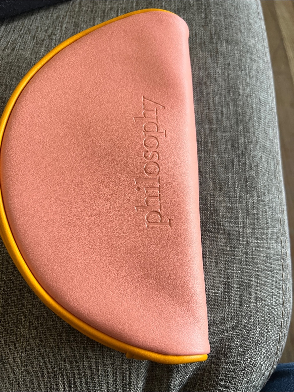 Philosophy Pink and Yellow Semi-Circle Cosmetic Case